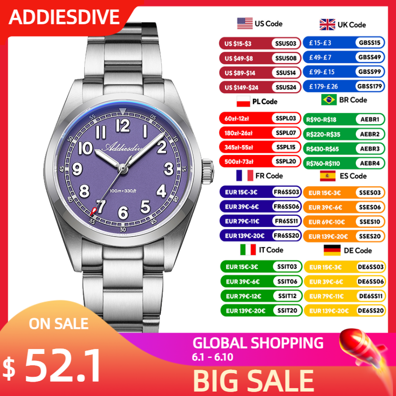 Watch Crown Stem - ADDIESDIVE New Quartz Watches Luxury Sapphire