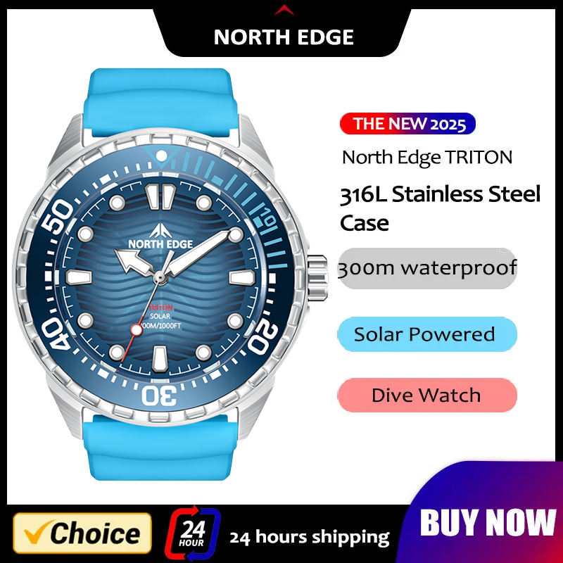 Solar Powered Watch - NORTH EDGE 2026 New TRITON Solar