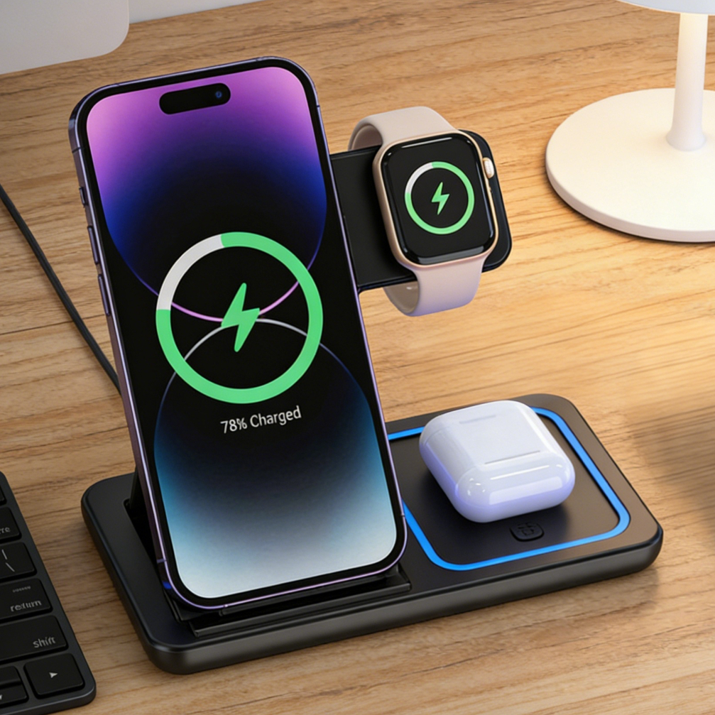 Watch Charging Dock - Foldable 3 in 1 Wireless Charging