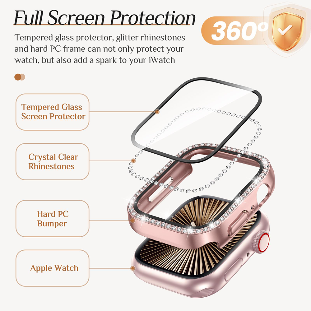 Diamond Case+Glass For Apple w - Iwatch Smartwatch Series 7 recension och pris