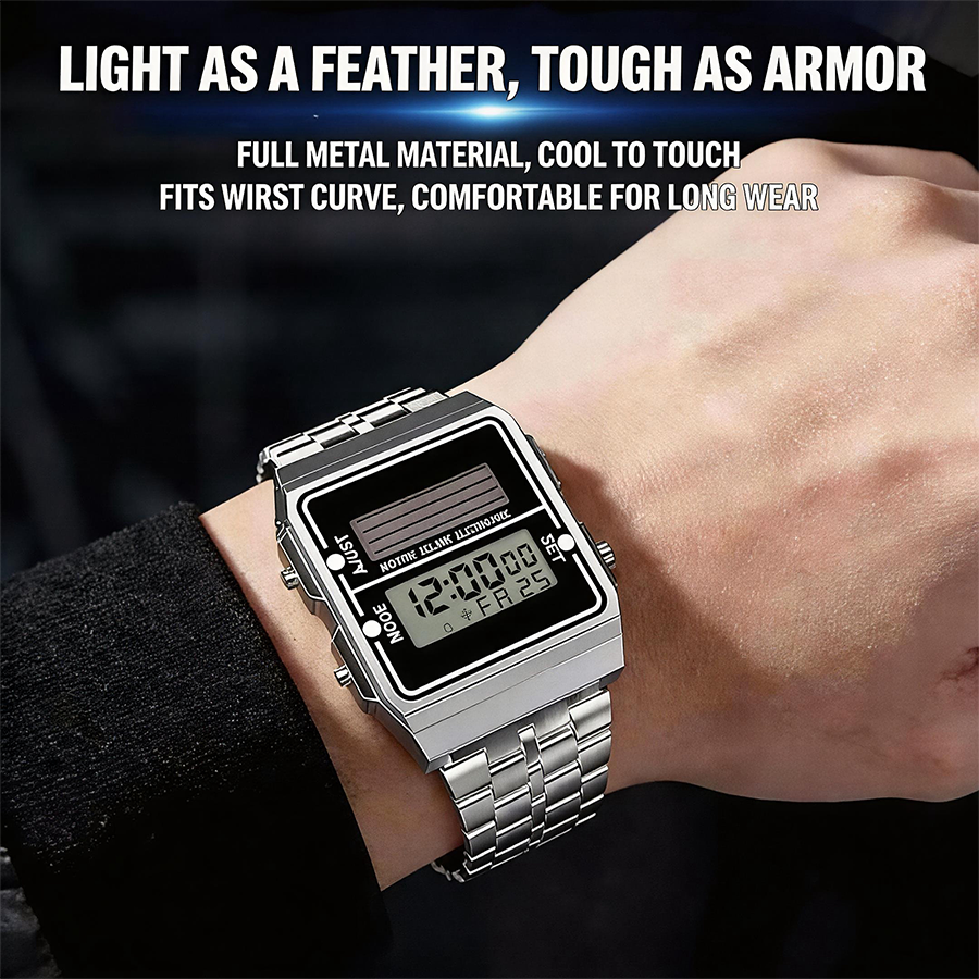 Retro Silver Metal Square Sola - Solar Powered Watch recension och pris