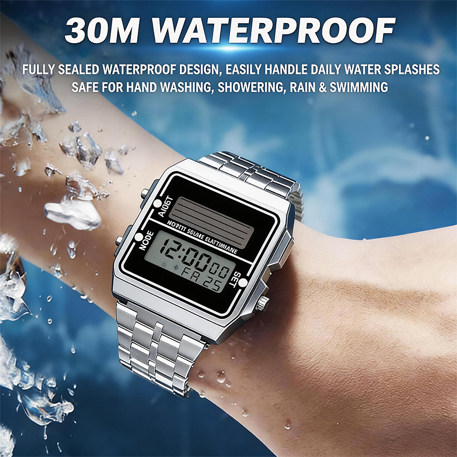 Retro Silver Metal Square Sola - Solar Powered Watch recension och pris