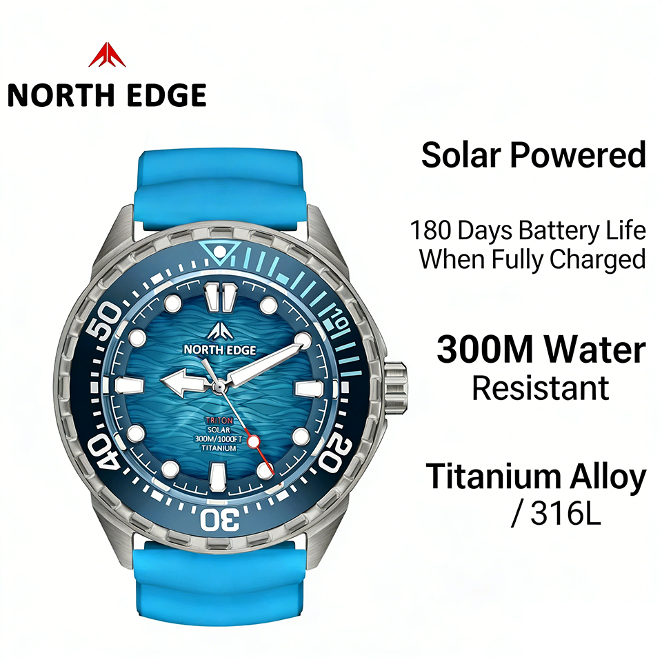 2026 New NORTH EDGE TRITON Sol - Solar Powered Watch recension och pris