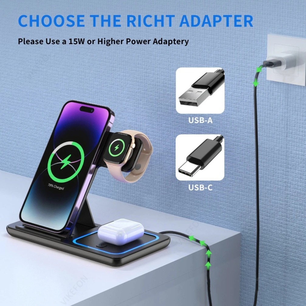 Foldable 3 in 1 Wireless Charg - Watch Charging Dock recension och pris