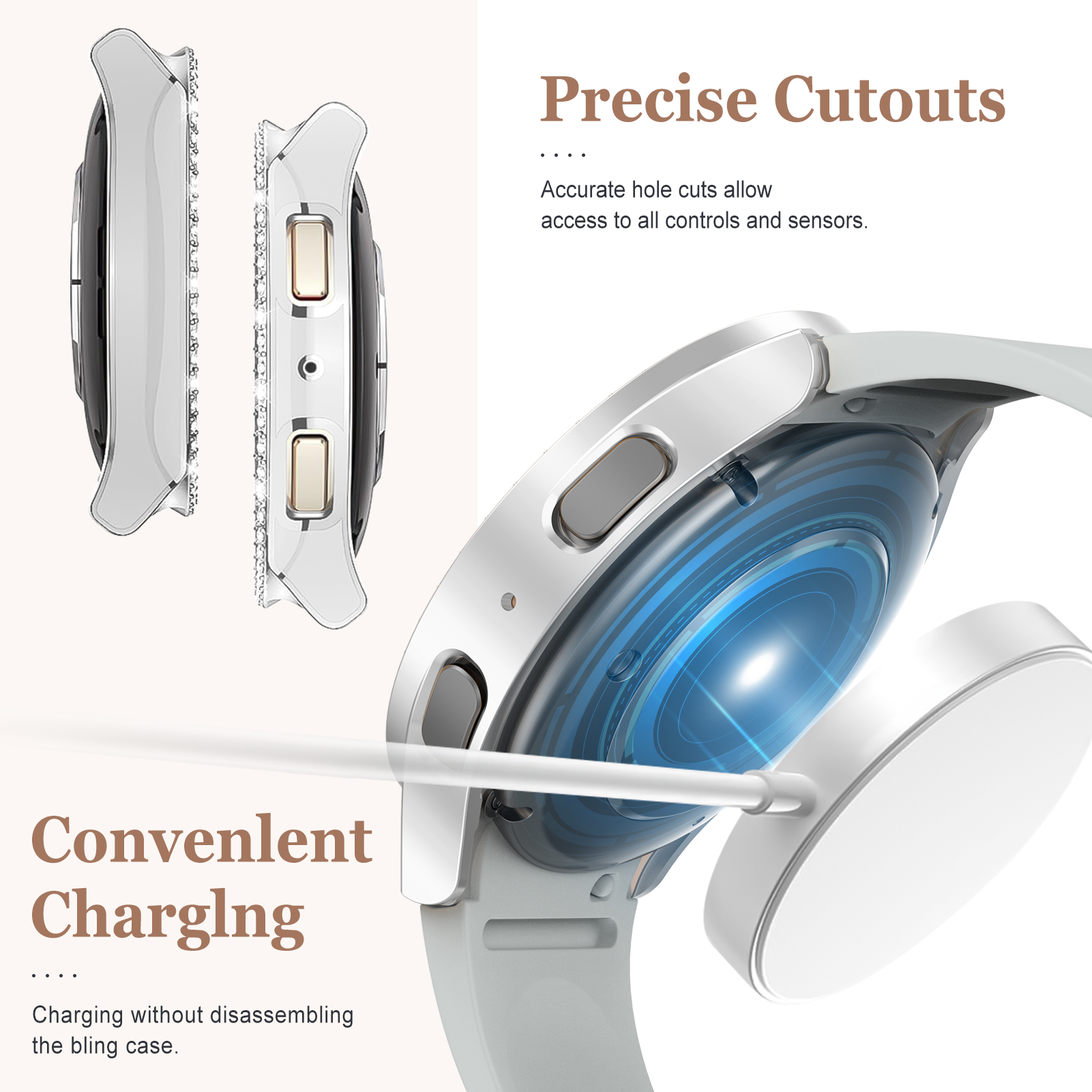 Glass+Diamond Case for Samsung - Smartwatch Watches For Women Smart recension och pris