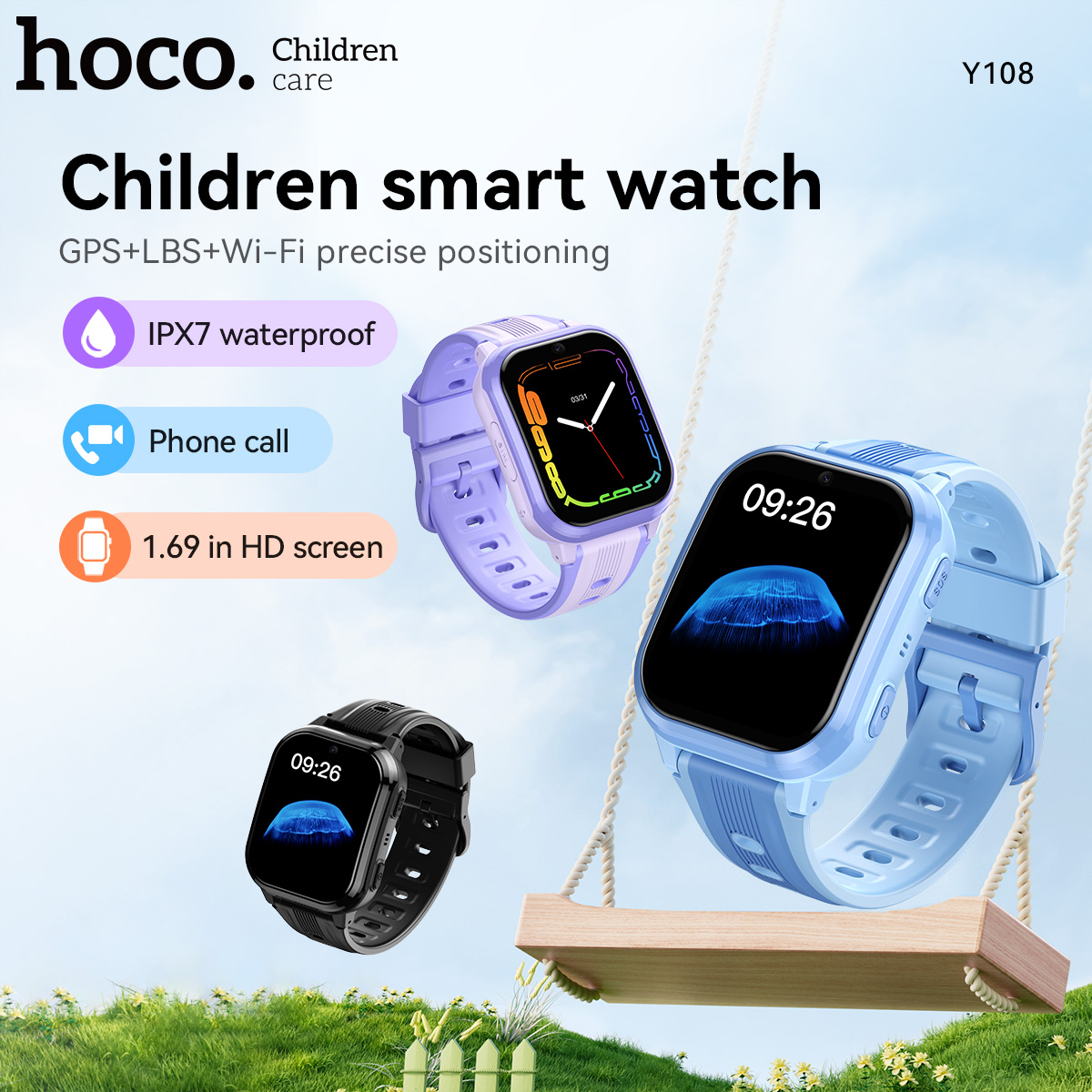 HOCO Y108 1.69inch HD LCD Curv - Smartwatch Watches For Kid Boy With Alarm recension och pris